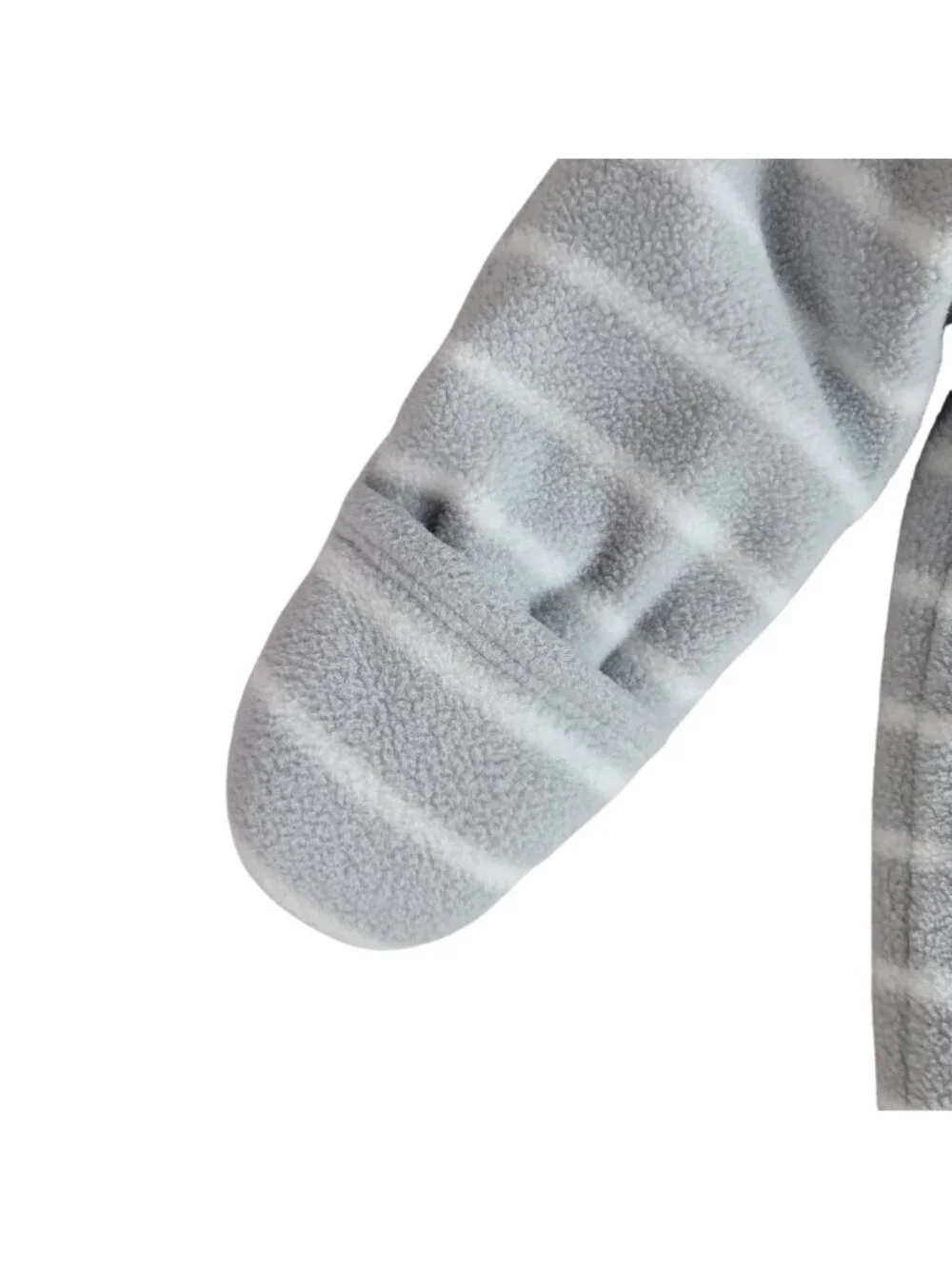 Old Navy Fleece Baby Bunting Gray 3-6M Striped Sherpa Lined Hood Zipper Mittens